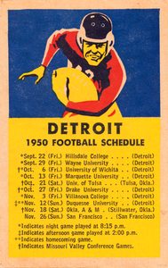 1950 University of Detroit Football Schedule Poster