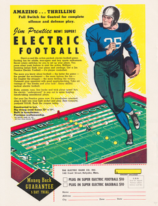 1950 Jim Prentice Electric Football Game Ad Print