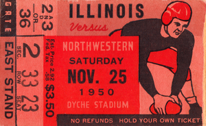 1950 Illinois vs. Northwestern Football Ticket Stub Print