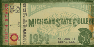 1950 Michigan State College Football Ticket Remix Art