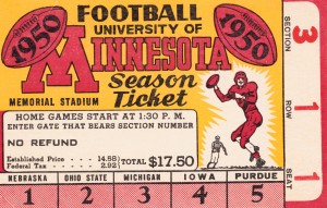 1950 University of Minnesota Season Ticket
