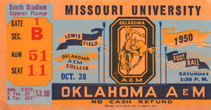 1950 Missouri Tigers vs. Oklahoma A&M Cowboys