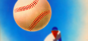 1950 Otis Shepard Baseball Pitch 3D Art Remix