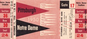 1950 pittsburgh notre dame vintage college football ticket wall art