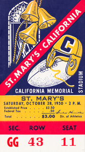 1950 St. Marys vs. California Football Ticket Metal Print