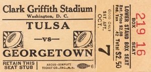 1950 Tulsa vs. Georgetown Football Ticket Art