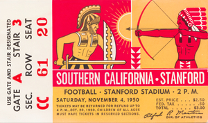 1950 USC Trojans vs. Stanford Indians Football Ticket Canvas
