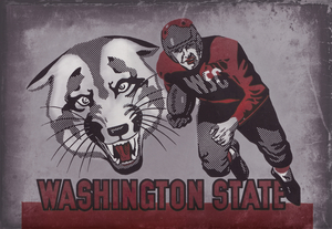 1950 Washington State Vintage Football Art