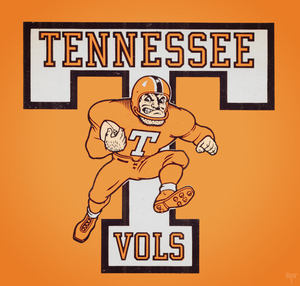 Vintage Tennessee Vol Football Player Art