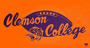 1950s clemson college tigers throwback art