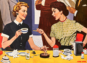 1950s two women having coffee