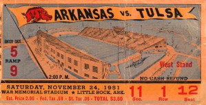 1951 arkansas razorbacks tulsa college football ticket stub wall art sports gift