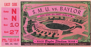 1951 SMU vs. Baylor Football Ticket Canvas