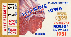 1951 Illinois vs. Iowa Football Ticket Print
