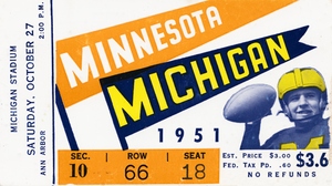 1951 Michigan vs. Minnesota Football Ticket Art