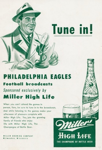 1951 Philadelphia Eagles Miller Beer Ad Poster