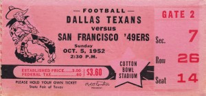 1952 Dallas Texans vs. San Francisco 49ers Ticket Print