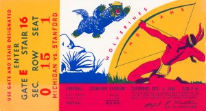 1952 michigan stanford college football ticket poster