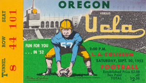 1952 Oregon Ducks vs. UCLA Bruins Ticket Stub Canvas Art