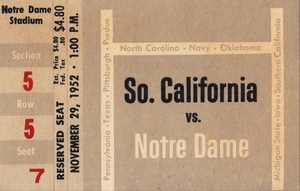 1952 USC vs. Notre Dame Football Ticket Canvas