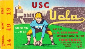 1952 USC vs. UCLA Vintage Football Ticket Art