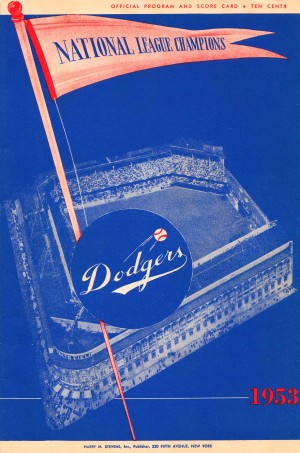 1953 brooklyn dodgers score card