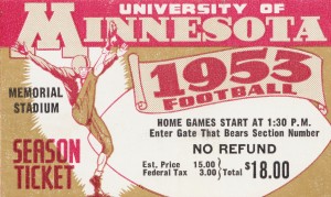 1953 Minnesota Season Ticket