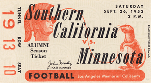 1953 Minnesota vs. USC Football Ticket Canvas