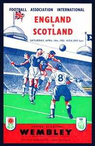 1953 England vs. Scotland Soccer Program Art