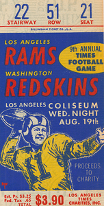 1953 Rams Redskins Ticket Stub Art