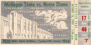 1954 Michigan State Spartans vs. Notre Dame Irish