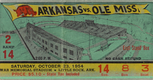 1954 Ole Miss vs. Arkansas Football Ticket Stub Art