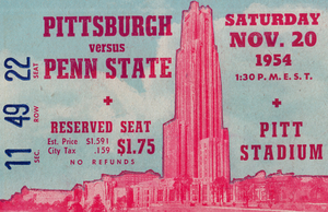 1954 Penn State vs. Pittsburgh Football Ticket Print