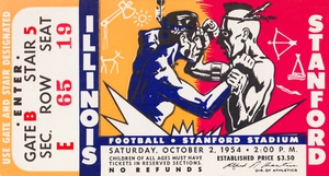 1954 Stanford Indians vs. Illinois Illini Ticket Art