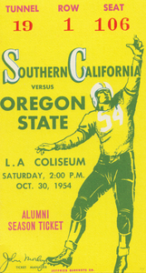 1954 USC vs. Oregon State Football Ticket Canvas