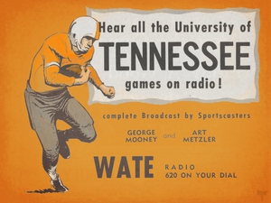 1954 Tennessee Football WATE 620 Radio Ad Art