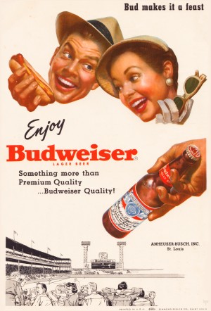 1955 Vintage Budweiser Ad Metal Sign