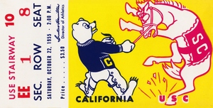 1955 Cal Bears vs. USC Trojans Ticket Art