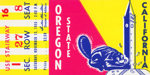 1955 California vs. Oregon State Football Ticket Canvas