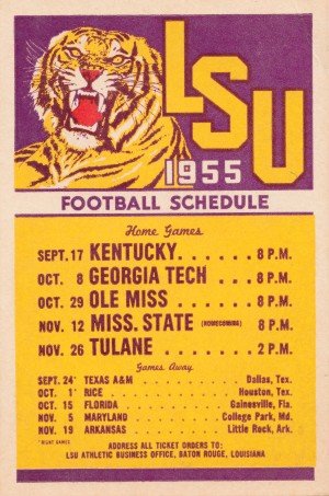 1955 LSU Football Schedule Wall Art Poster