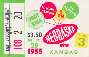 1955 Nebraska Football Ticket Canvas