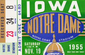 1955 Notre Dame vs. Iowa Football Ticket Art 