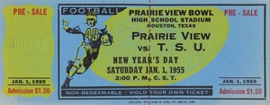 1955 Prairie View AM Panthers vs. Texas Southern Tigers Ticket Stub Art 