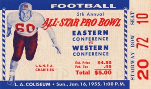 1955 Pro Bowl Football Ticket Stub Art