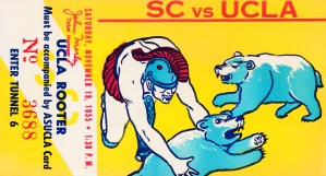 1955 usc ucla bruins rooter college football ticket stub