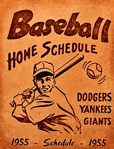 1955 Dodgers Yankees Giants Schedule Art