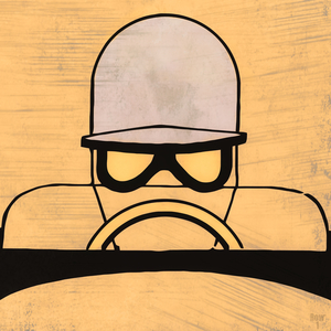 Minimalist Car Racing Art from 1955