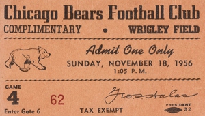 1956 Chicago Bears Ticket Art