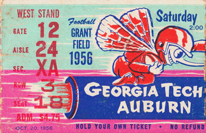 1956 Georgia Tech vs. Auburn Football Ticket Stub Art