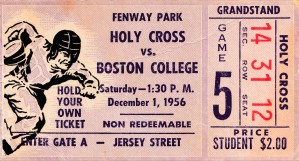 1956 holy cross boston college ticket stub canvas fenway park